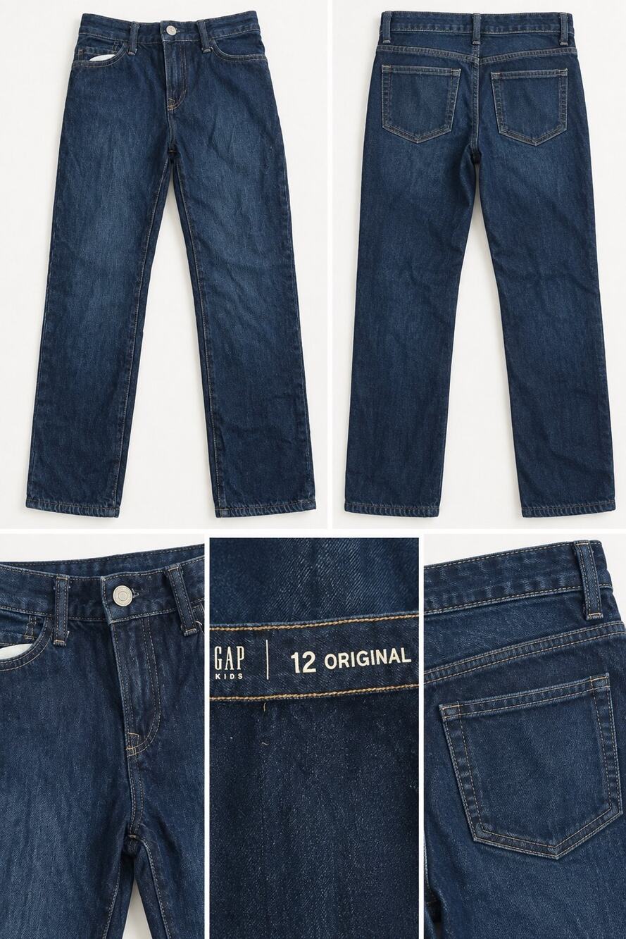 Gap Kids Original Straight Lined Jeans SZ 12 Regular Dark Wash EUC